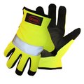 Boss HighVisibility, Reflective Mechanic Gloves, L, Open Cuff, Synthetic Leather 991L